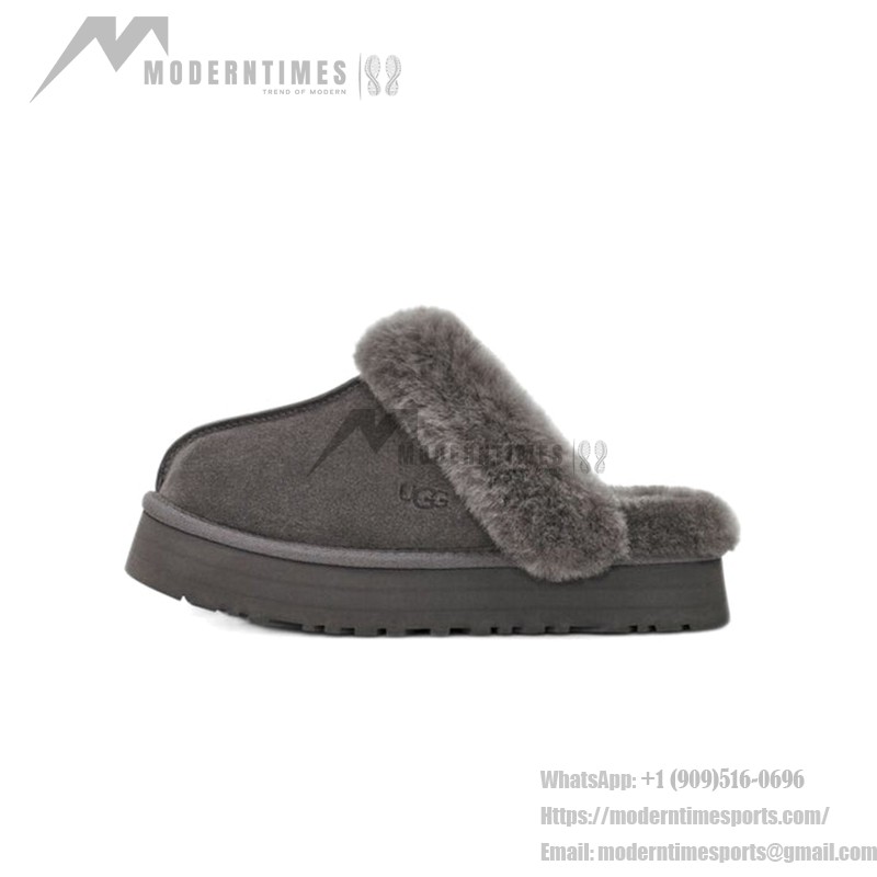 UGG ディスクエット グレー 1122550 - 毎日の快適さのためのシープスキンスリッパ UGG ディスクエット グレー 1122550 スリッパ - 快適なシープスキンとウールの裏地