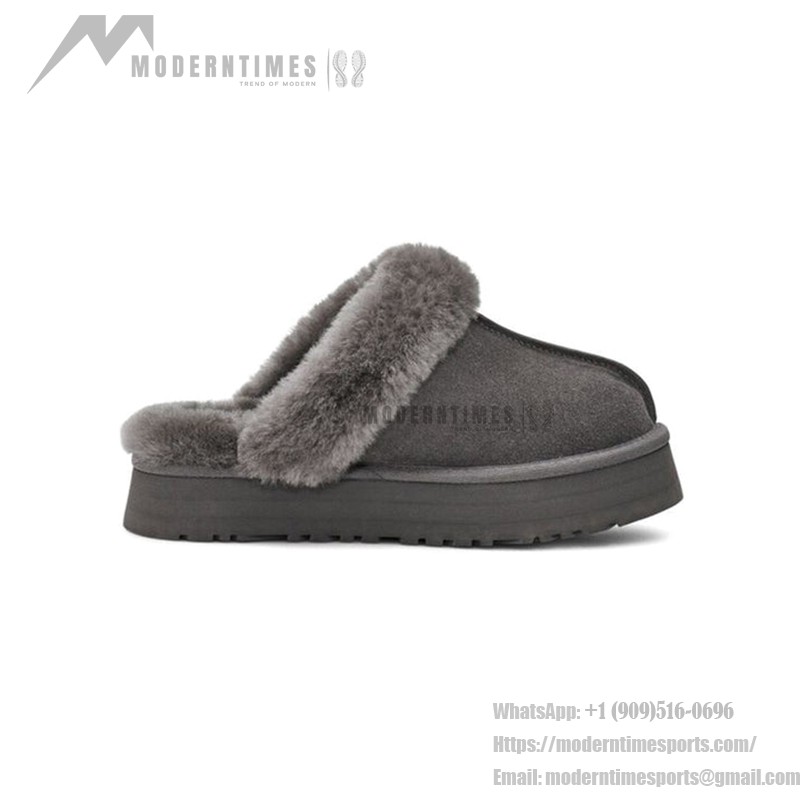 UGG ディスクエット グレー 1122550 - 毎日の快適さのためのシープスキンスリッパ UGG ディスクエット グレー 1122550 スリッパ - 快適なシープスキンとウールの裏地