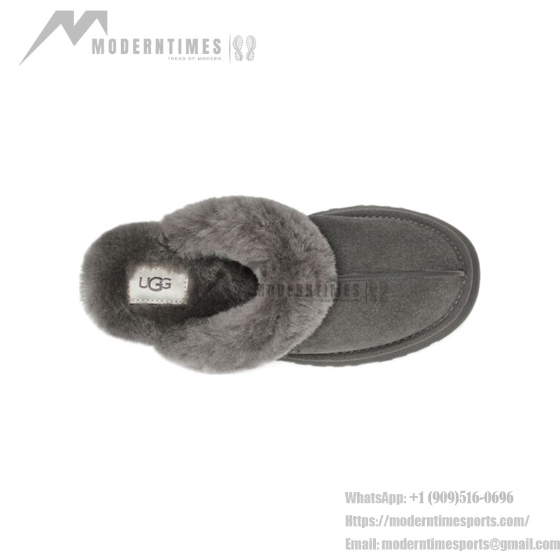 UGG ディスクエット グレー 1122550 - 毎日の快適さのためのシープスキンスリッパ UGG ディスクエット グレー 1122550 スリッパ - 快適なシープスキンとウールの裏地