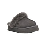 UGG ディスクエット グレー 1122550 - 毎日の快適さのためのシープスキンスリッパ UGG ディスクエット グレー 1122550 スリッパ - 快適なシープスキンとウールの裏地