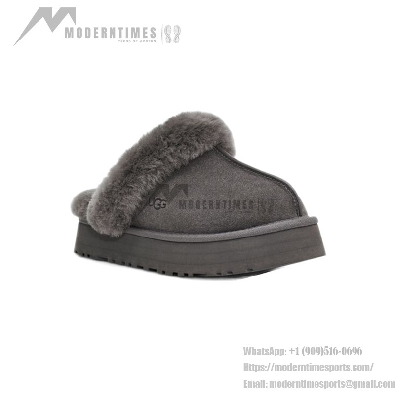 UGG ディスクエット グレー 1122550 - 毎日の快適さのためのシープスキンスリッパ UGG ディスクエット グレー 1122550 スリッパ - 快適なシープスキンとウールの裏地