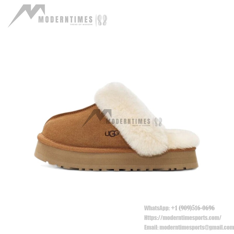 UGG ディスクエット チェスナット 1122550 - 毎日の快適さのためのシープスキンスリッパ UGG ディスクエット チェスナット 1122550 スリッパ - シープスキンとスエードの快適さ