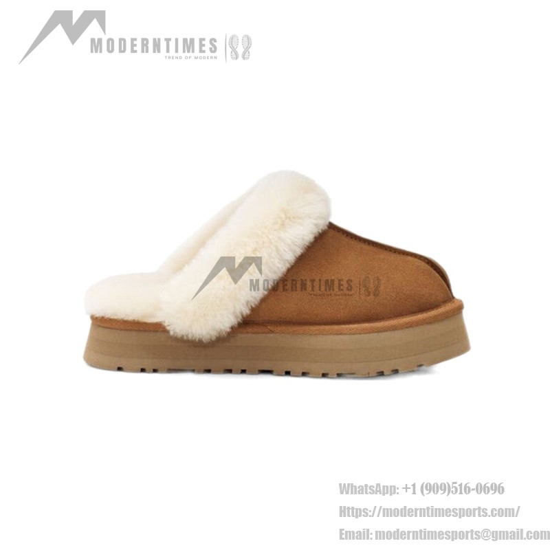 UGG ディスクエット チェスナット 1122550 - 毎日の快適さのためのシープスキンスリッパ UGG ディスクエット チェスナット 1122550 スリッパ - シープスキンとスエードの快適さ