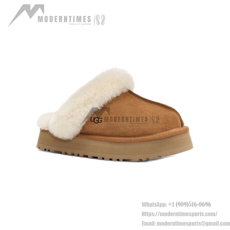 UGG ディスクエット チェスナット 1122550 - 毎日の快適さのためのシープスキンスリッパ UGG ディスクエット チェスナット 1122550 スリッパ - シープスキンとスエードの快適さ