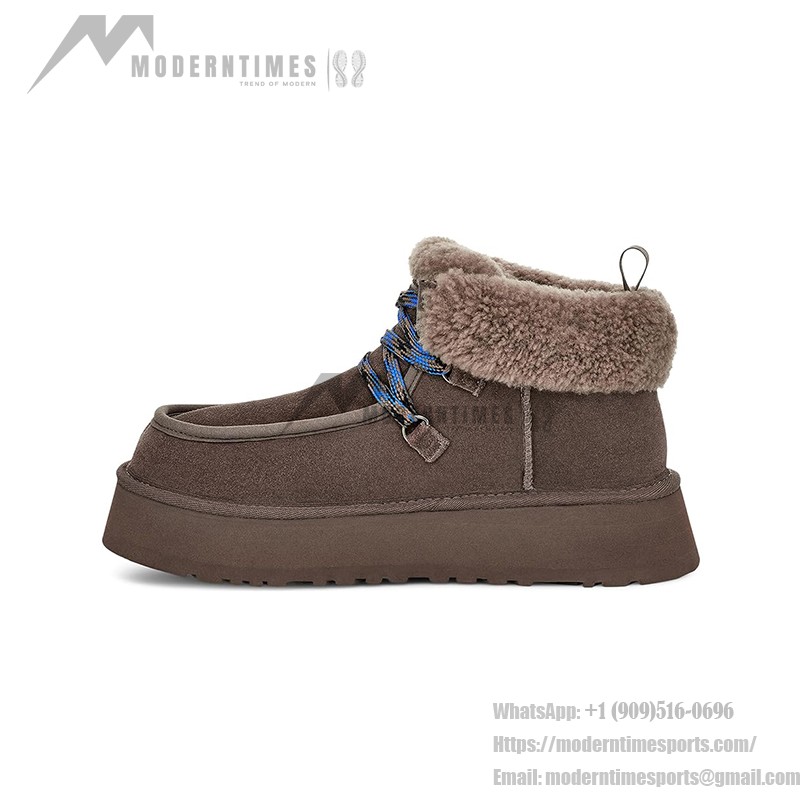 UGG ウィメンズ ファンカッラ キャビンカフ ブーツ ブラウン 1143954 - 快適なスエードブーツ UGG ウィメンズ ファンカッラ キャビンカフ ブーツ ブラウン 1143954 - シープスキン裏地付きスエードブーツ