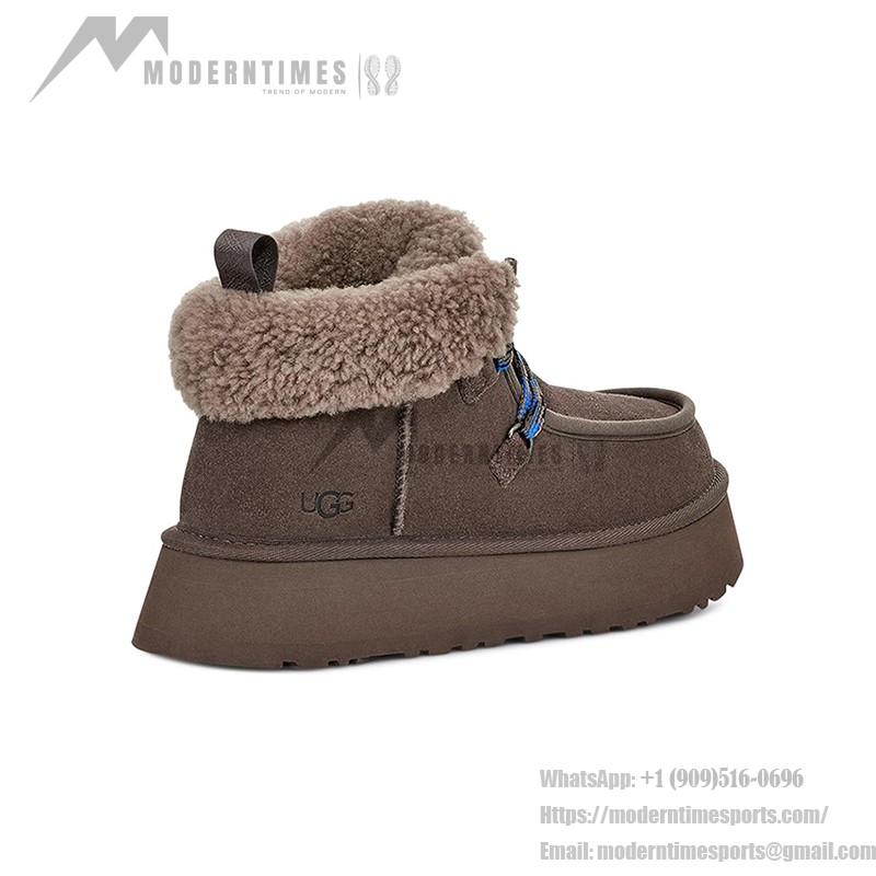 UGG ウィメンズ ファンカッラ キャビンカフ ブーツ ブラウン 1143954 - 快適なスエードブーツ UGG ウィメンズ ファンカッラ キャビンカフ ブーツ ブラウン 1143954 - シープスキン裏地付きスエードブーツ