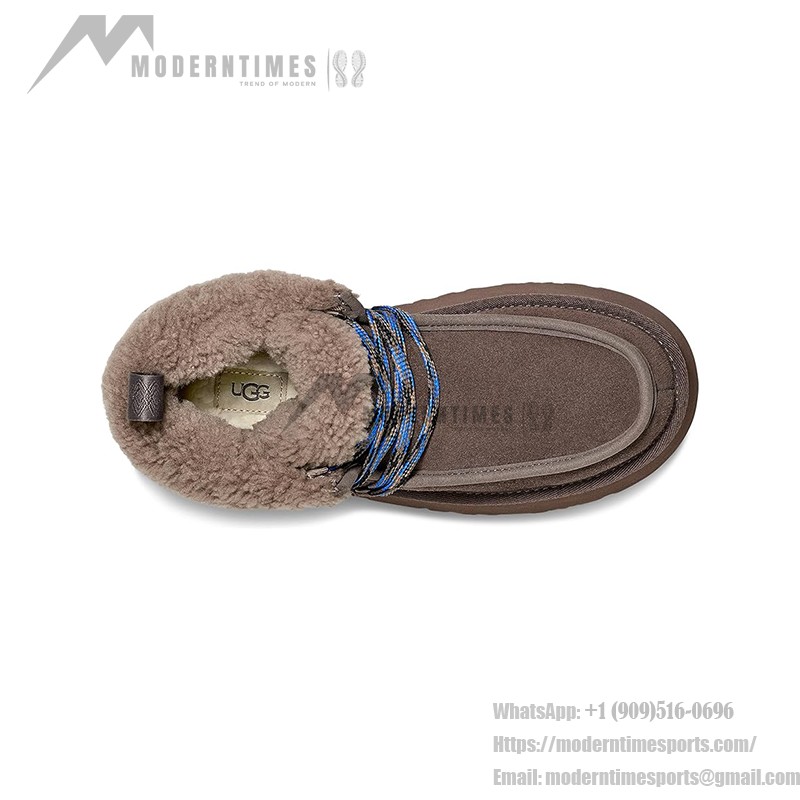 UGG ウィメンズ ファンカッラ キャビンカフ ブーツ ブラウン 1143954 - 快適なスエードブーツ UGG ウィメンズ ファンカッラ キャビンカフ ブーツ ブラウン 1143954 - シープスキン裏地付きスエードブーツ