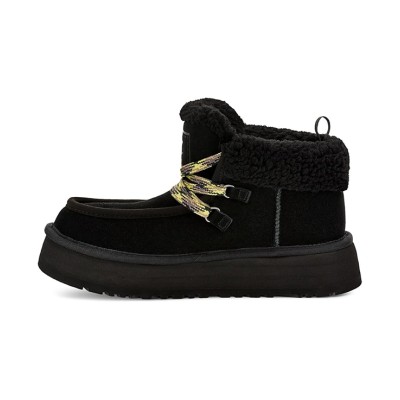 UGG レディース ファンカラ キャビン カフ ブーツ ブラック 1143954：スタイリッシュなレースアップデザインの快適シープスキンブーツ