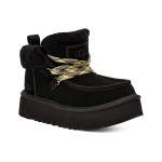 UGG レディース ファンカラ キャビン カフ ブーツ ブラック 1143954:快適なシープスキン裏地付きレースアップブーツ UGG レディース ファンカラ キャビン カフ ブーツ ブラック 1143954、シープスキン裏地とレースアップデザイン付き