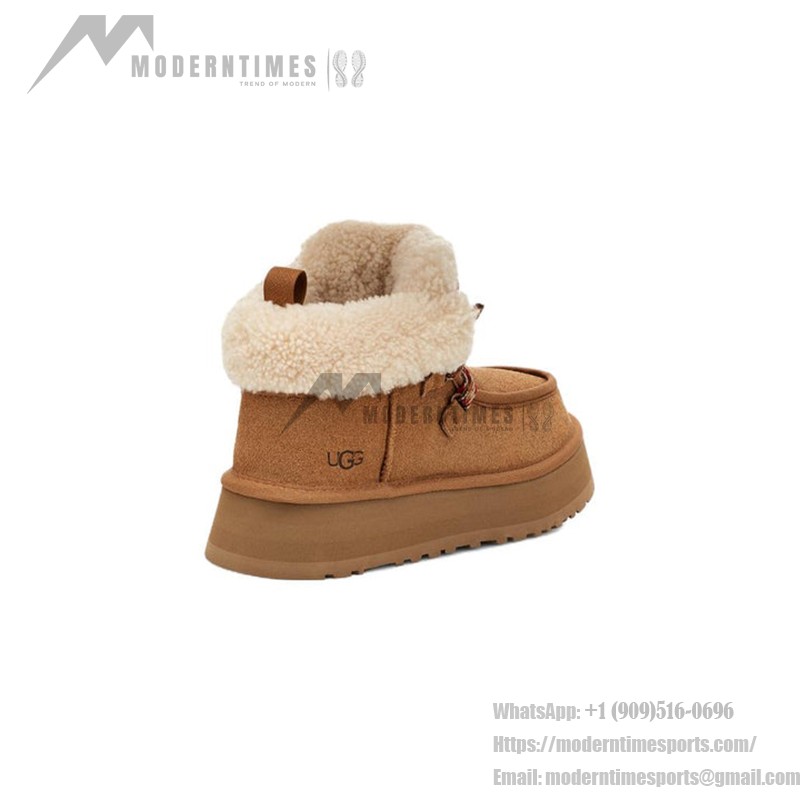 UGG ファンカーラ キャビン カフ ブーツ チェスナット 1143954 UGG レディース ファンカーラ キャビン カフ ブーツ チェスナット 1143954 - シープスキン裏地付き快適なスエードブーツ
