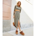 UGG ファンカーラ キャビン カフ ブーツ チェスナット 1143954 UGG レディース ファンカーラ キャビン カフ ブーツ チェスナット 1143954 - シープスキン裏地付き快適なスエードブーツ