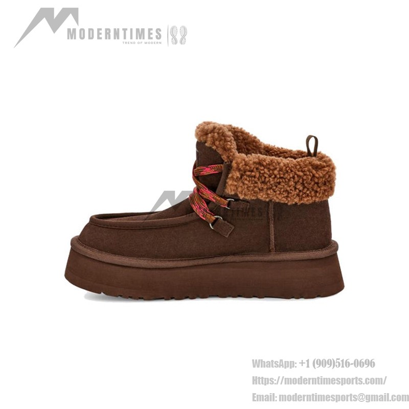 UGG レディース ファンカラ キャビン カフ ブーツ ブラウン 1143954 UGG レディース ファンカラ キャビン カフ ブーツ ブラウン 1143954 - シープスキン裏地付きスエードブーツ