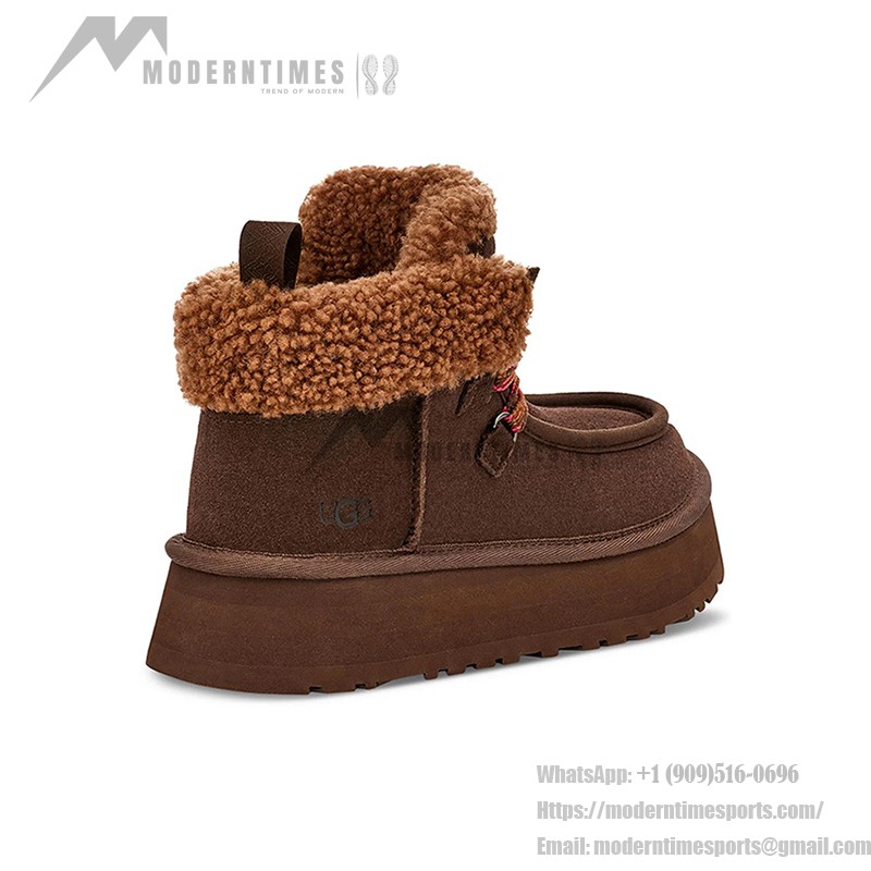 UGG レディース ファンカラ キャビン カフ ブーツ ブラウン 1143954 UGG レディース ファンカラ キャビン カフ ブーツ ブラウン 1143954 - シープスキン裏地付きスエードブーツ