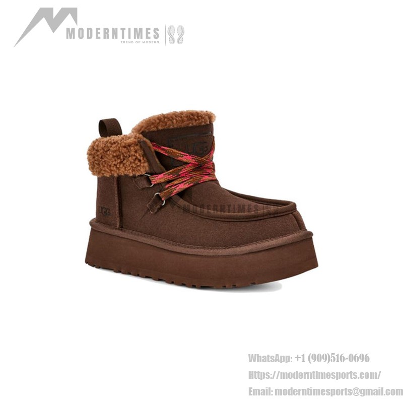 UGG レディース ファンカラ キャビン カフ ブーツ ブラウン 1143954 UGG レディース ファンカラ キャビン カフ ブーツ ブラウン 1143954 - シープスキン裏地付きスエードブーツ
