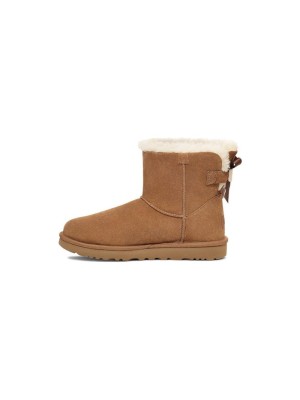 UGG 여성 미니 베일리 보우 II 체스트넛 1153611: 스타일리시한 리본 디테일이 돋보이는 따뜻한 양피 부츠