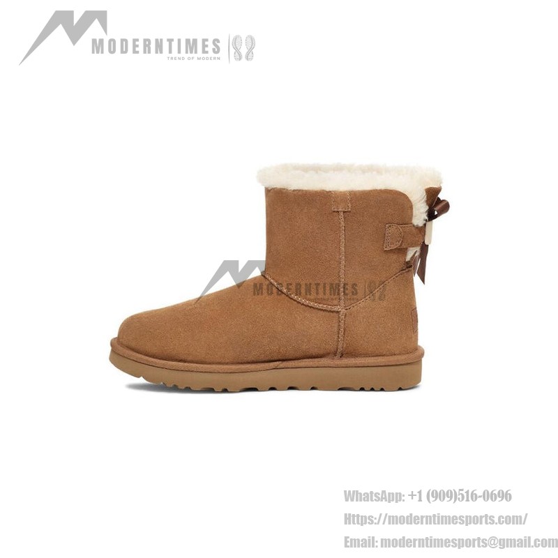 UGG レディース ミニ ベイリー ボウ II チェスナット 1153611:可愛いリボン付きの快適なシープスキンブーツ UGG レディース ミニ ベイリー ボウ II チェスナット 1153611、シープスキン裏地とリボンディテール付き