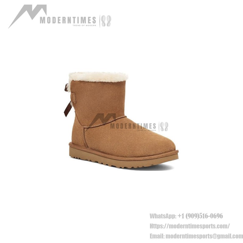 UGG レディース ミニ ベイリー ボウ II チェスナット 1153611:可愛いリボン付きの快適なシープスキンブーツ UGG レディース ミニ ベイリー ボウ II チェスナット 1153611、シープスキン裏地とリボンディテール付き