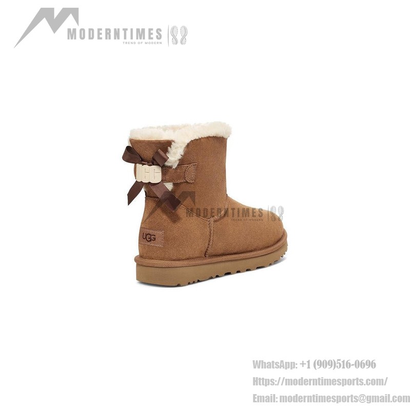UGG レディース ミニ ベイリー ボウ II チェスナット 1153611:可愛いリボン付きの快適なシープスキンブーツ UGG レディース ミニ ベイリー ボウ II チェスナット 1153611、シープスキン裏地とリボンディテール付き