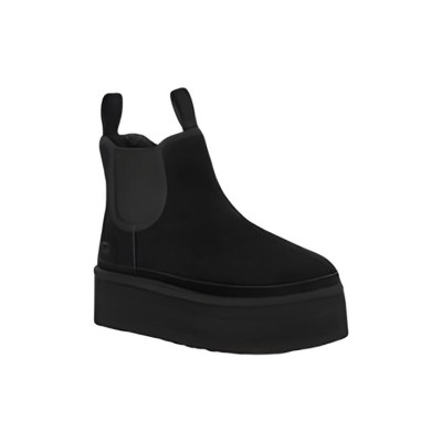 UGG ニューメル プラットフォーム チェルシーブーツ ブラック 1134526: 大胆でスタイリッシュなスエードプラットフォームブーツ