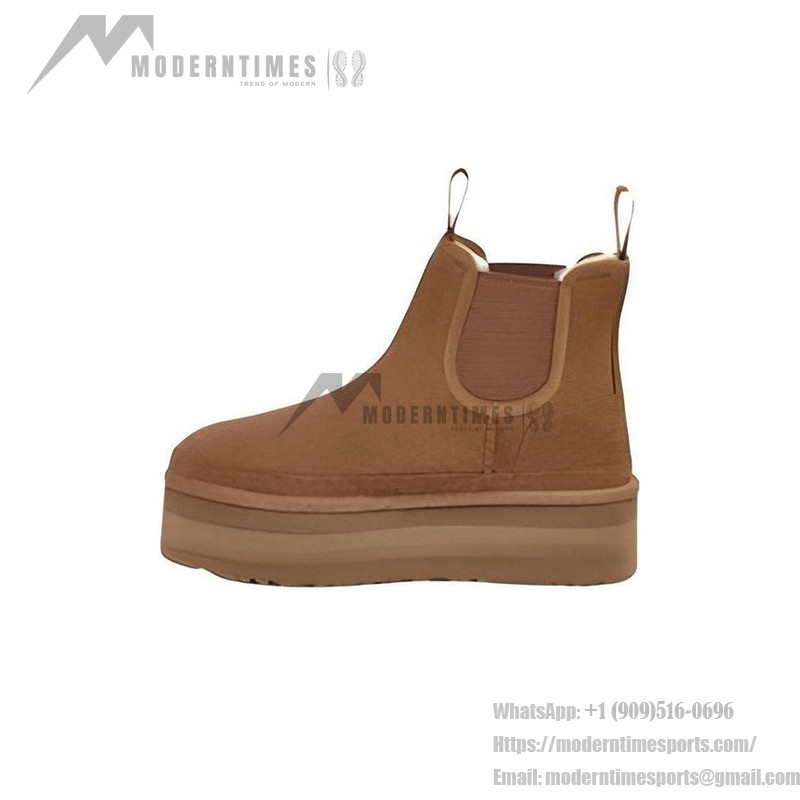 UGG Women's Neumel Platform Chelsea Boot Chestnut 1134526-CHE UGG Women's Neumel Platform Chelsea Boot Chestnut 1134526-CHE - Suede Boots with Sheepskin Lining
