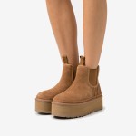 UGG Women's Neumel Platform Chelsea Boot Chestnut 1134526-CHE UGG Women's Neumel Platform Chelsea Boot Chestnut 1134526-CHE - Suede Boots with Sheepskin Lining