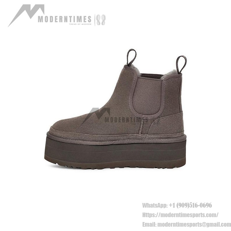 UGG Women's Neumel Platform Chelsea Boot Grey 1134526-GRE UGG Women's Neumel Platform Chelsea Boot in Grey with Sheepskin Lining