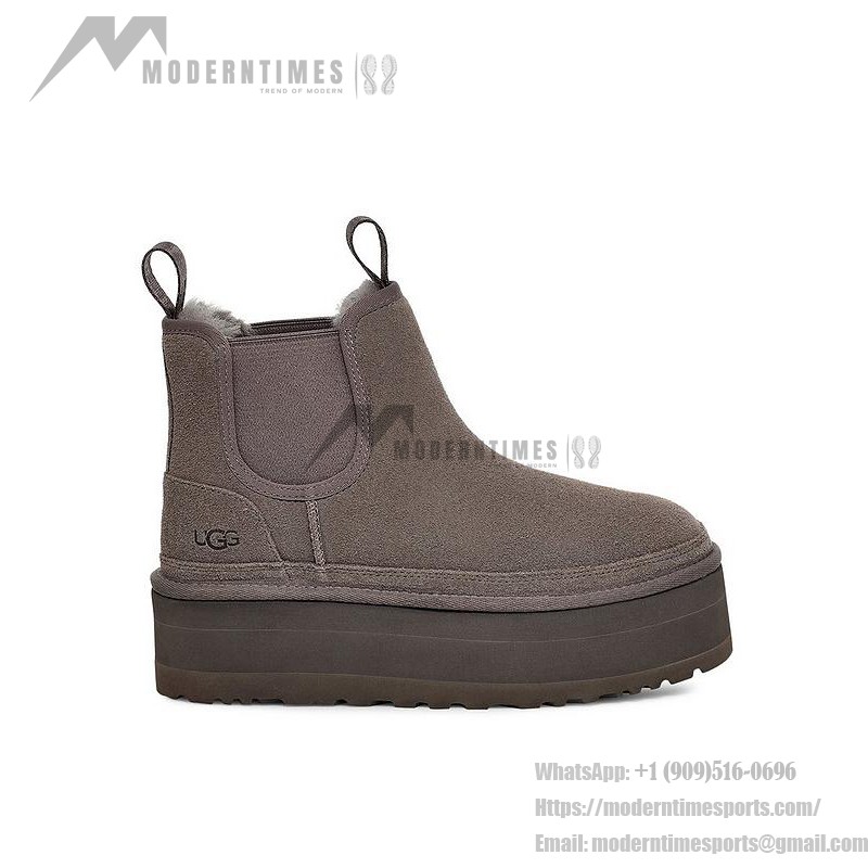 UGG Women's Neumel Platform Chelsea Boot Grey 1134526-GRE UGG Women's Neumel Platform Chelsea Boot in Grey with Sheepskin Lining