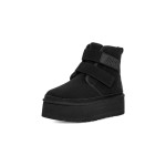 UGG ニューメル プラットフォーム チャッカ ブラック:ベルクロストラップ付きの快適なプラットフォームブーツ スエードアッパーとプラットフォームソールを備えたUGG ニューメル プラットフォーム チャッカ ブラックブーツ