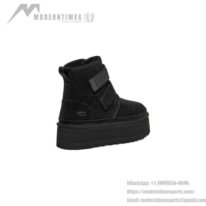 UGG ニューメル プラットフォーム チャッカ ブラック:ベルクロストラップ付きの快適なプラットフォームブーツ スエードアッパーとプラットフォームソールを備えたUGG ニューメル プラットフォーム チャッカ ブラックブーツ