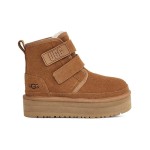 UGG ニューメル プラットフォーム チャッカ チェスナット 1130554 - ベルクロストラップ付きスタイリッシュシープスキンブーツ UGG ニューメル プラットフォーム チャッカ チェスナット 1130554 ブーツ - シープスキン裏地のスエードとプラットフォームソール