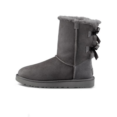 UGG レディース Bailey Bow II ブーツ グレー 1016225 - シープスキン裏地とリボンディテールが施されたスタイリッシュなスエードブーツ