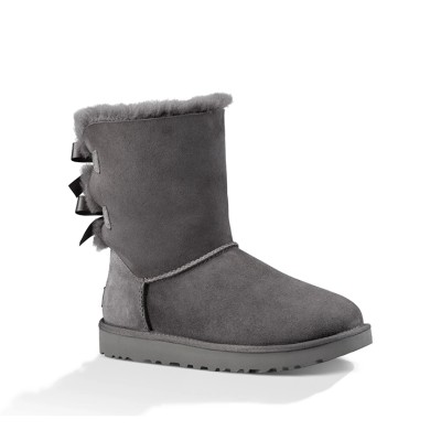 UGG レディース Bailey Bow II ブーツ グレー 1016225 - シープスキン裏地とリボンディテールが施されたスタイリッシュなスエードブーツ