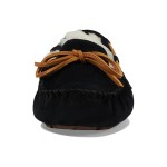 UGG レディース ダコタ スリッパ ブラック 5612:スエードとレザーリボン付きのシープスキンライニングスリッパ UGG レディース ダコタ スリッパ ブラック 5612、シープスキンの裏地とレザーリボン付き