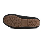 UGG レディース ダコタ スリッパ ブラック 5612:スエードとレザーリボン付きのシープスキンライニングスリッパ UGG レディース ダコタ スリッパ ブラック 5612、シープスキンの裏地とレザーリボン付き