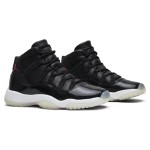 Air Jordan 11 Retro 'Bred' 378038-002 ブラックスニーカー 赤のジャンプマンロゴと透明アウトソール付き
