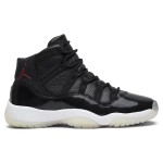 Air Jordan 11 Retro 'Bred' 378038-002 ブラックスニーカー 赤のジャンプマンロゴと透明アウトソール付き