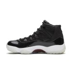 Air Jordan 11 Retro '72-10' 378037-002 ブラックレザー スニーカー 赤のジャンプマンロゴと透明アウトソール付き