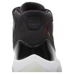 Air Jordan 11 Retro '72-10' 378037-002 ブラックレザー スニーカー 赤のジャンプマンロゴと透明アウトソール付き