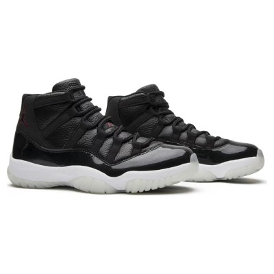 Air Jordan 11 Retro ‘72-10’ 378037-002 - Black Leather Sneakers with Red Jumpman Logo & Translucent Outsole
