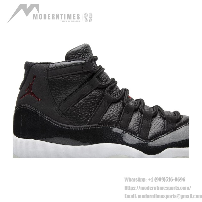 Air Jordan 11 Retro '72-10' 378037-002 ブラックレザー スニーカー 赤のジャンプマンロゴと透明アウトソール付き