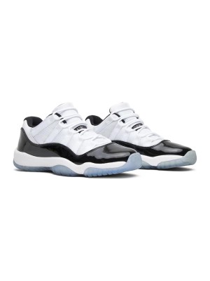 Air Jordan 11 Low 528896-153 - White Sneakers with Black Patent Leather & Icy Blue Outsole