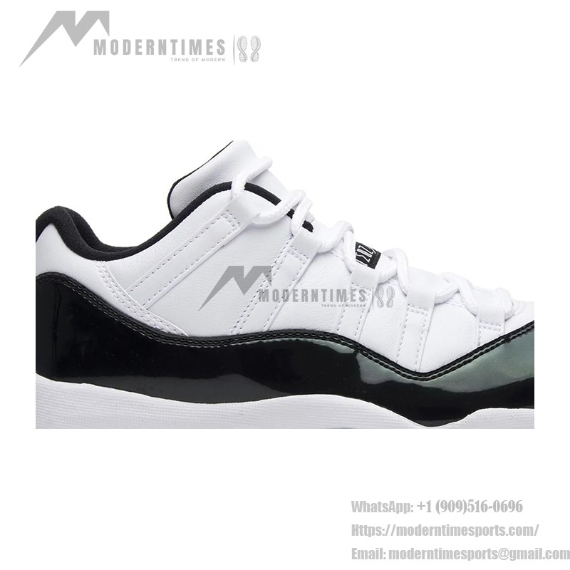 Air Jordan 11 Low ‘Concord’ 528895-145 - ホワイトとブラックのパテントレザーとアイスブルーアウトソール
