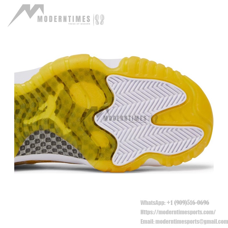 Air Jordan 11 Low 'Yellow Snakeskin' AH7860-107 in White and Yellow with Bold Snakeskin Pattern