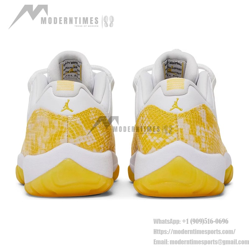 Air Jordan 11 Low 'Yellow Snakeskin' AH7860-107 in White and Yellow with Bold Snakeskin Pattern