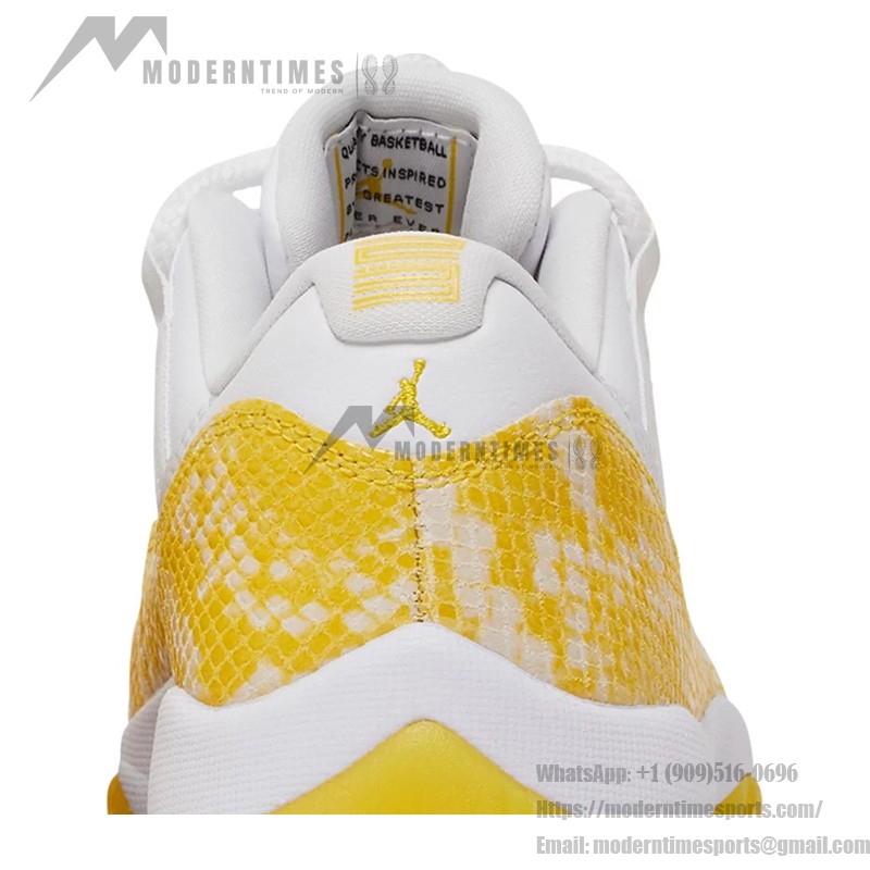 Air Jordan 11 Low 'Yellow Snakeskin' AH7860-107 in White and Yellow with Bold Snakeskin Pattern