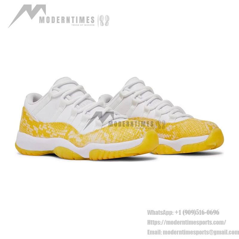 Air Jordan 11 Low 'Yellow Snakeskin' AH7860-107 in White and Yellow with Bold Snakeskin Pattern