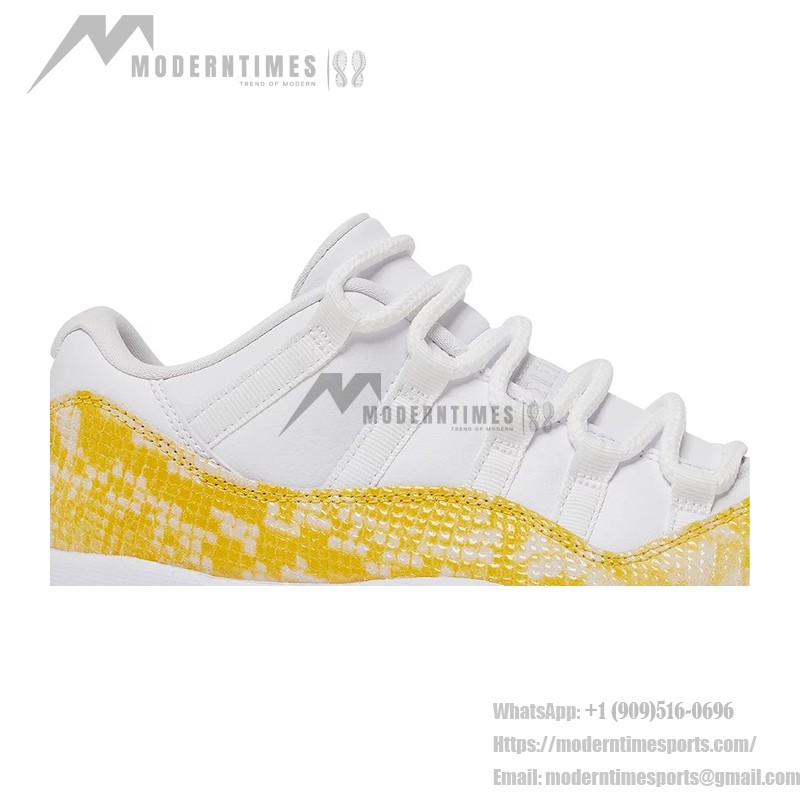 Air Jordan 11 Low 'Yellow Snakeskin' AH7860-107 in White and Yellow with Bold Snakeskin Pattern