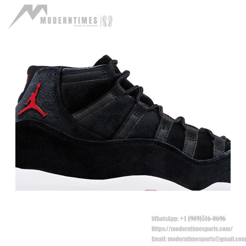 Air Jordan 11 Retro Bred Velvet DB5457-061 ブラックベルベット スニーカー 赤のアクセントと白のミッドソール