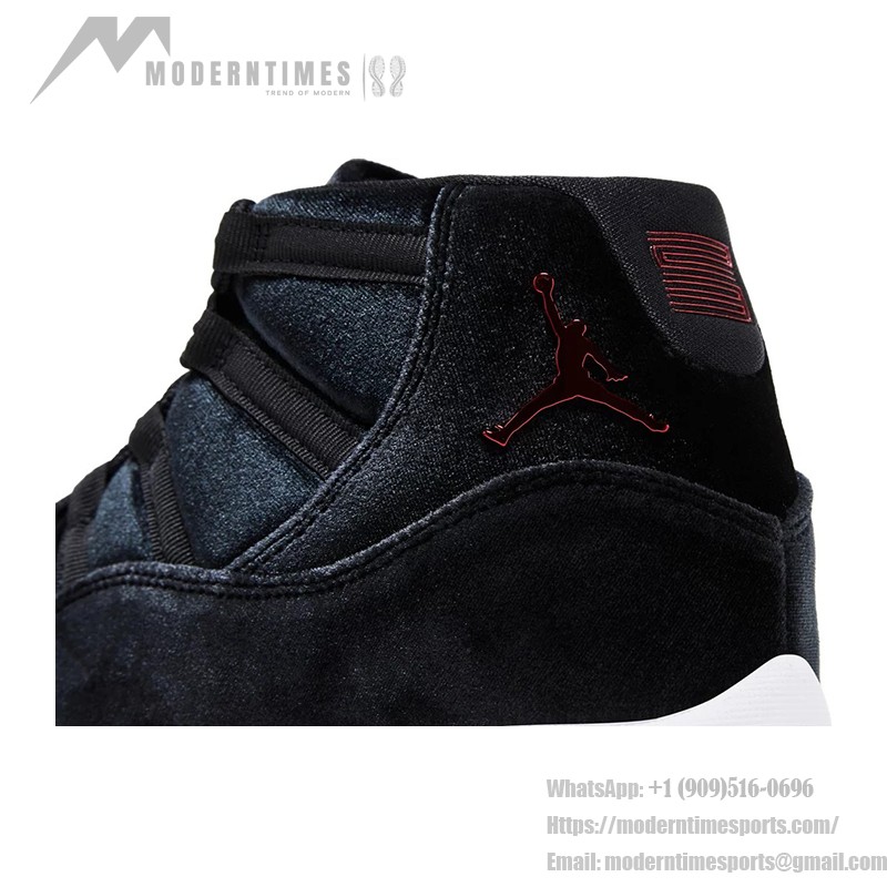 Air Jordan 11 Retro Bred Velvet DB5457-061 ブラックベルベット スニーカー 赤のアクセントと白のミッドソール