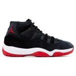 Air Jordan 11 Retro Bred Velvet DB5457-061 ブラックベルベット スニーカー 赤のアクセントと白のミッドソール